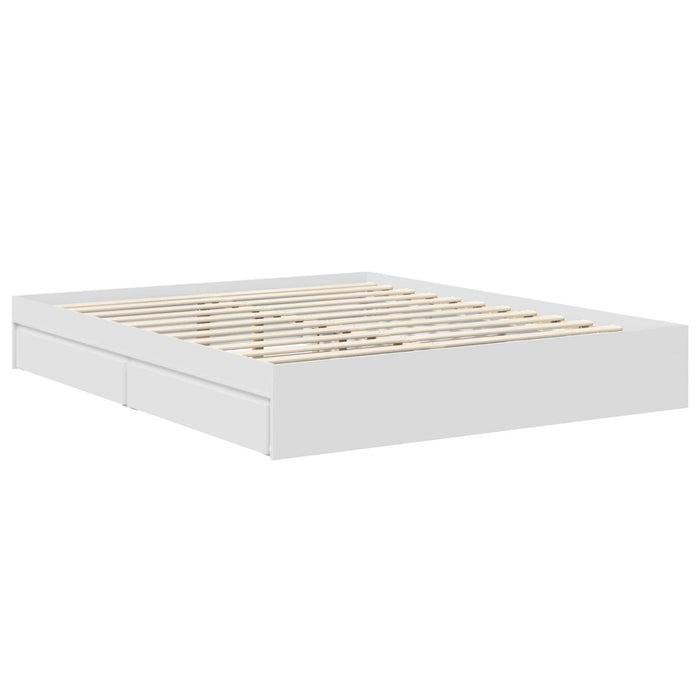 Pat cu storage cu headboard Alb 160 x 200 cm Lemn compozit - WALTI WALTI