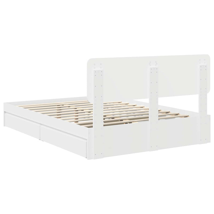 Pat cu storage cu headboard Alb 160 x 200 cm Lemn compozit - WALTI WALTI