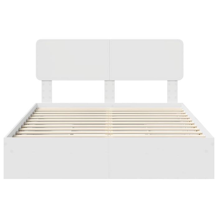 Pat cu storage cu headboard Alb 160 x 200 cm Lemn compozit - WALTI WALTI