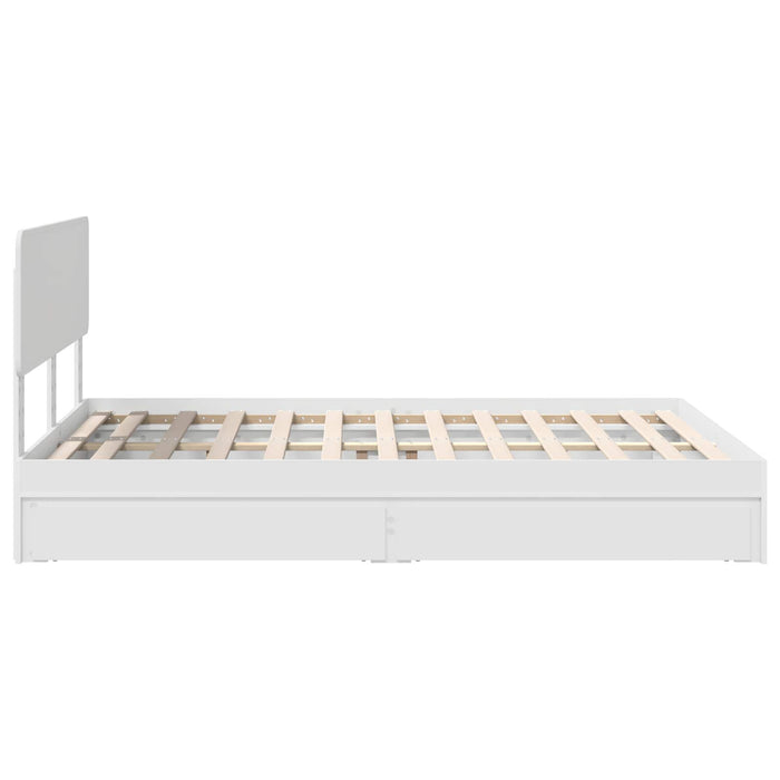 Pat cu storage cu headboard Alb 160 x 200 cm Lemn compozit - WALTI WALTI