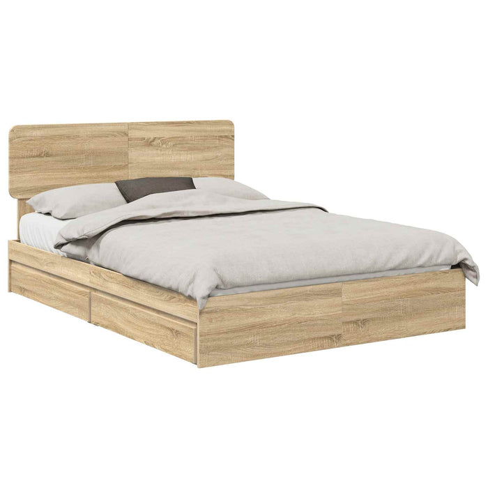 Pat cu storage Stejar Sonoma 160 x 200 cm Lemn compozit - WALTI WALTI