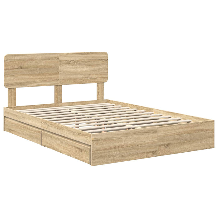 Pat cu storage Stejar Sonoma 160 x 200 cm Lemn compozit - WALTI WALTI