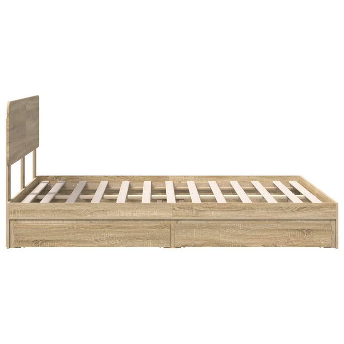 Pat cu storage Stejar Sonoma 160 x 200 cm Lemn compozit - WALTI WALTI