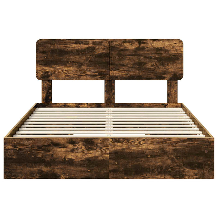 Cadru de pat cu sertar cu headboard cu depozitare Lemn compozit - WALTI WALTI