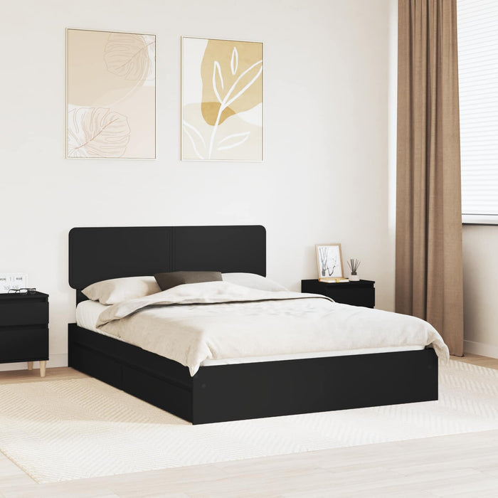 Pat cu storage cu sertar Negru 150 x 200 cm Lemn prelucrat WALTI