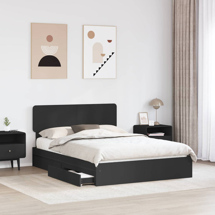 Pat cu storage cu sertar Negru 150 x 200 cm Lemn prelucrat WALTI