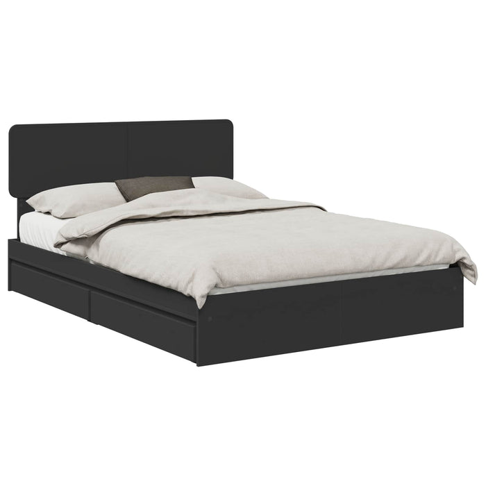 Pat cu storage cu sertar Negru 150 x 200 cm Lemn prelucrat WALTI