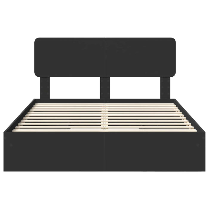 Pat cu storage cu sertar Negru 150 x 200 cm Lemn prelucrat WALTI