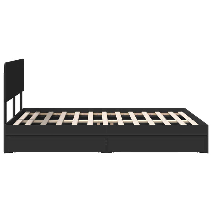 Pat cu storage cu sertar Negru 150 x 200 cm Lemn prelucrat WALTI