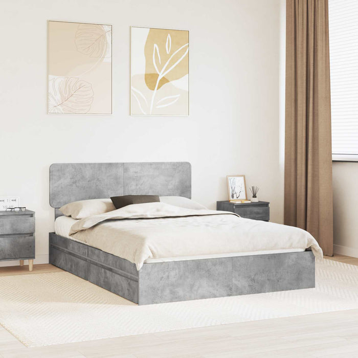 Pat cu storage Gri din beton 150 x 200 cm Lemn compozit - WALTI WALTI