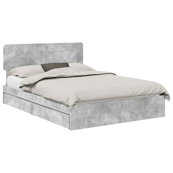 Pat cu storage Gri din beton 150 x 200 cm Lemn compozit - WALTI WALTI