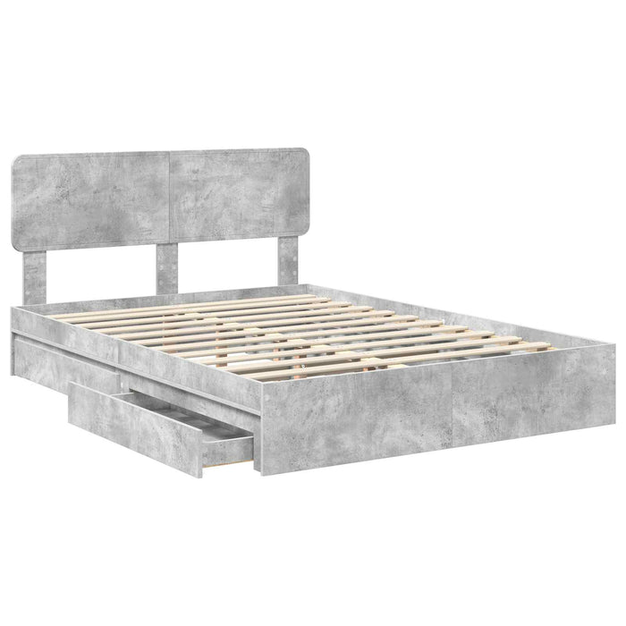 Pat cu storage Gri din beton 150 x 200 cm Lemn compozit - WALTI WALTI