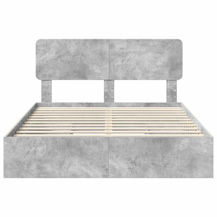 Pat cu storage Gri din beton 150 x 200 cm Lemn compozit - WALTI WALTI