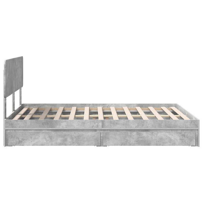 Pat cu storage Gri din beton 150 x 200 cm Lemn compozit - WALTI WALTI