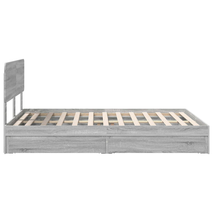 Pat cu storage cu sertar Gri Sonoma 150 x 200 cm Lemn compozit - WALTI WALTI