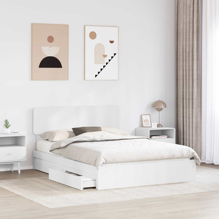 Pat cu storage cu headboard Alb 140 x 200 cm Lemn compozit - WALTI WALTI