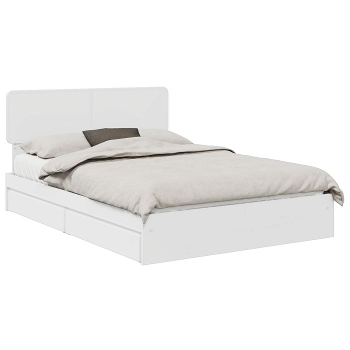 Pat cu storage cu headboard Alb 140 x 200 cm Lemn compozit - WALTI WALTI