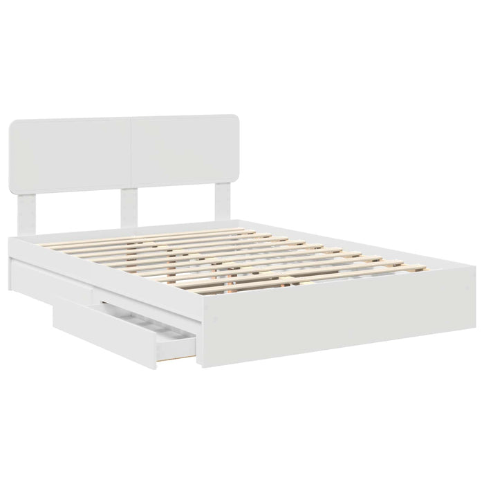 Pat cu storage cu headboard Alb 140 x 200 cm Lemn compozit - WALTI WALTI