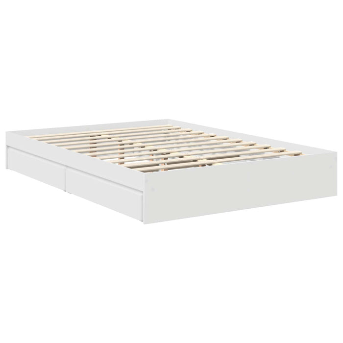 Pat cu storage cu headboard Alb 140 x 200 cm Lemn compozit - WALTI WALTI