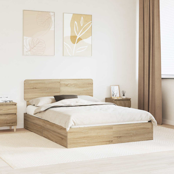Pat cu storage Stejar Sonoma 140 x 200 cm Lemn compozit - WALTI WALTI