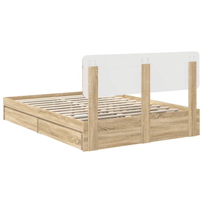 Pat cu storage Stejar Sonoma 140 x 200 cm Lemn compozit - WALTI WALTI