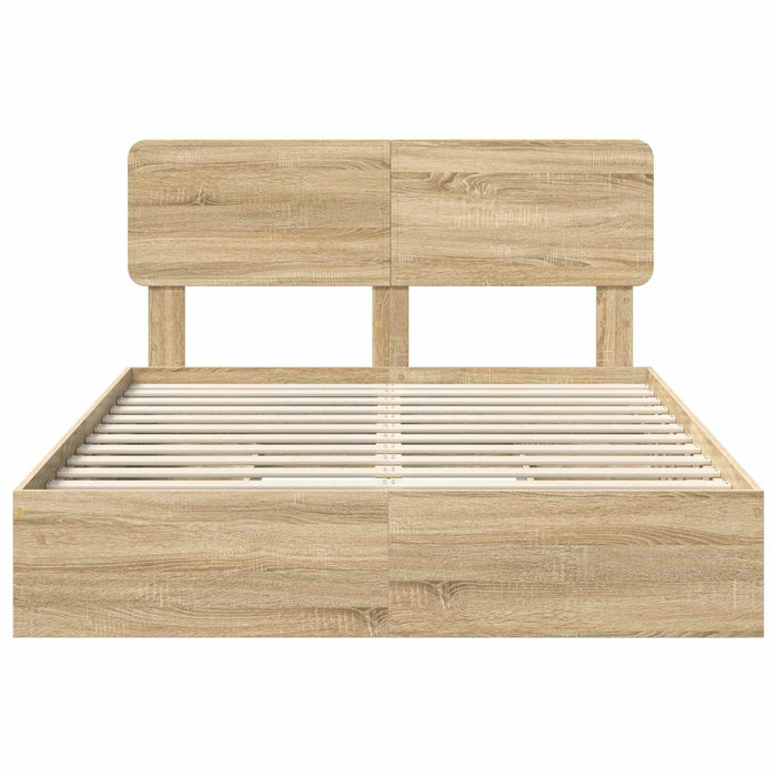 Pat cu storage Stejar Sonoma 140 x 200 cm Lemn compozit - WALTI WALTI