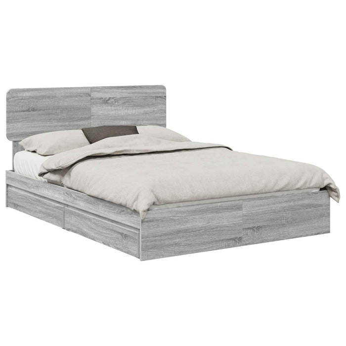Pat cu storage cu sertar Gri Sonoma 140 x 200 cm Lemn compozit - WALTI WALTI