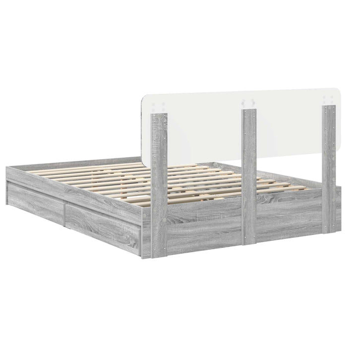 Pat cu storage cu sertar Gri Sonoma 140 x 200 cm Lemn compozit - WALTI WALTI