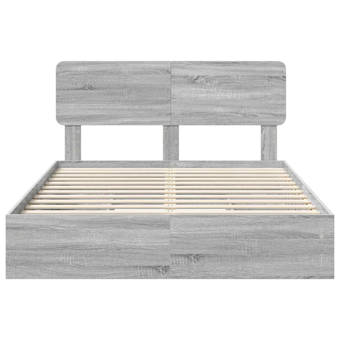 Pat cu storage cu sertar Gri Sonoma 140 x 200 cm Lemn compozit - WALTI WALTI