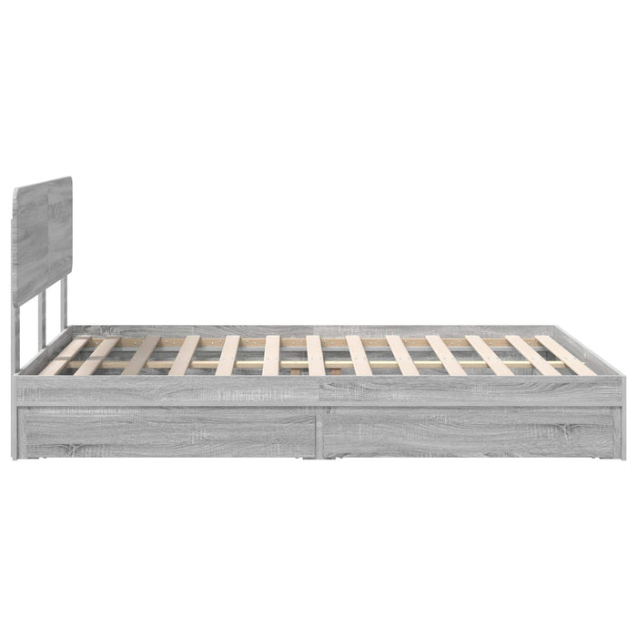 Pat cu storage cu sertar Gri Sonoma 140 x 200 cm Lemn compozit - WALTI WALTI