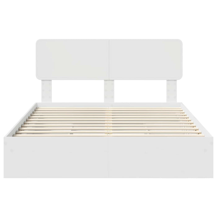 Pat cu storage cu headboard Alb 140 x 190 cm Lemn compozit - WALTI WALTI