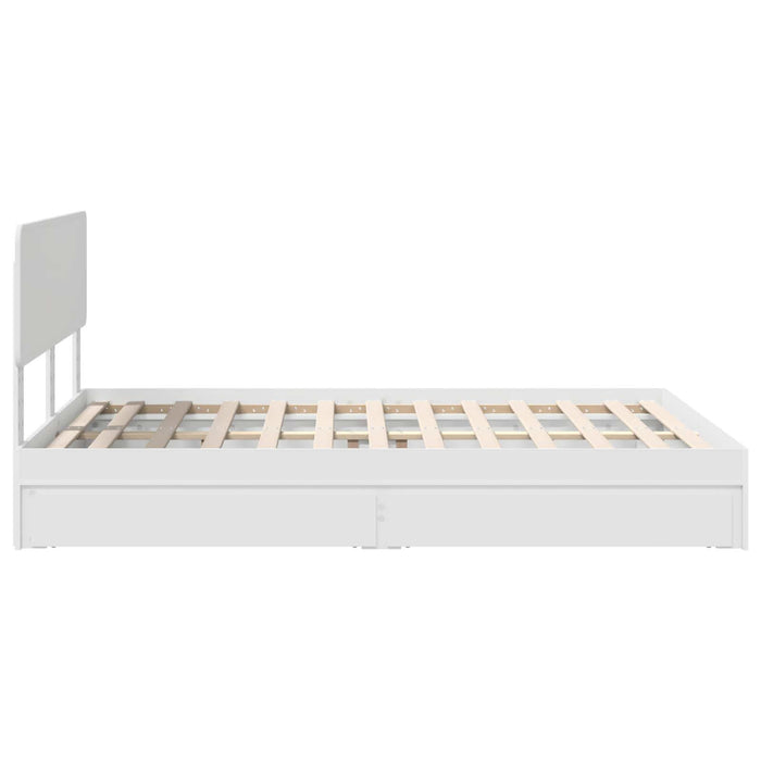 Pat cu storage cu headboard Alb 140 x 190 cm Lemn compozit - WALTI WALTI