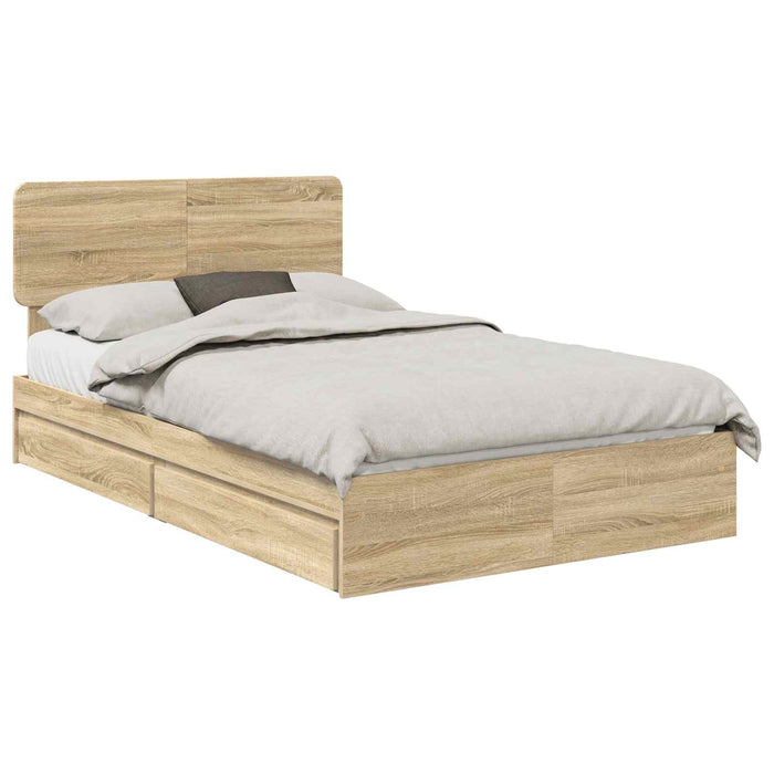Pat cu storage Stejar Sonoma 135 x 190 cm Lemn compozit - WALTI WALTI
