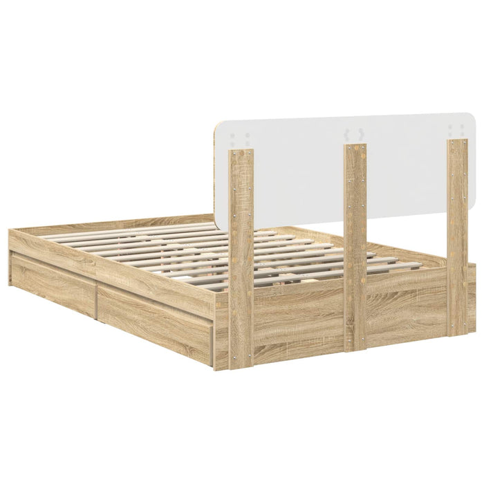 Pat cu storage Stejar Sonoma 135 x 190 cm Lemn compozit - WALTI WALTI