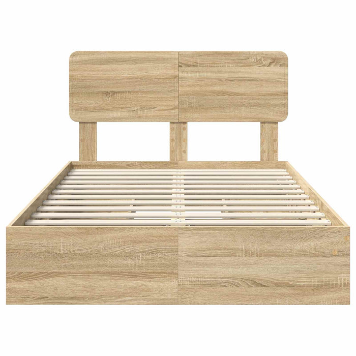 Pat cu storage Stejar Sonoma 135 x 190 cm Lemn compozit - WALTI WALTI