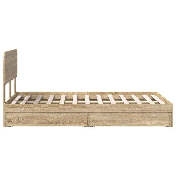 Pat cu storage Stejar Sonoma 135 x 190 cm Lemn compozit - WALTI WALTI