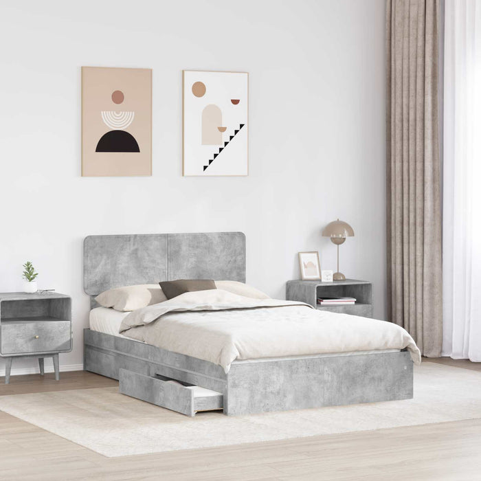 Pat cu storage Gri din beton 135 x 190 cm Lemn compozit - WALTI WALTI
