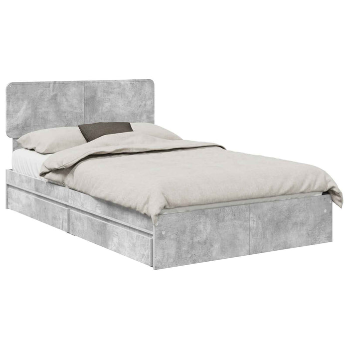 Pat cu storage Gri din beton 135 x 190 cm Lemn compozit - WALTI WALTI