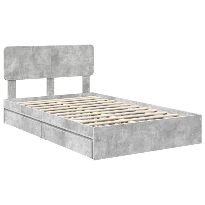 Pat cu storage Gri din beton 135 x 190 cm Lemn compozit - WALTI WALTI