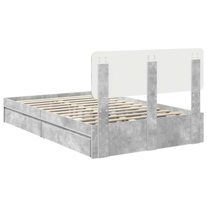 Pat cu storage Gri din beton 135 x 190 cm Lemn compozit - WALTI WALTI