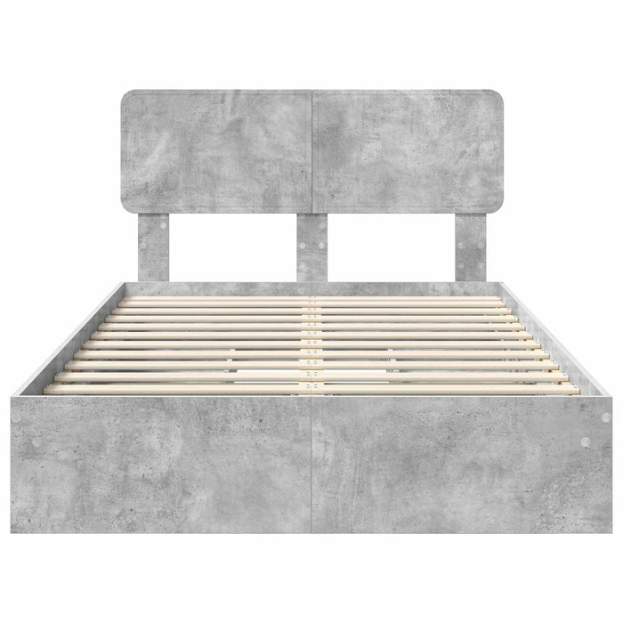 Pat cu storage Gri din beton 135 x 190 cm Lemn compozit - WALTI WALTI