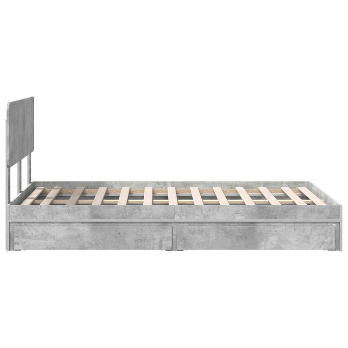 Pat cu storage Gri din beton 135 x 190 cm Lemn compozit - WALTI WALTI