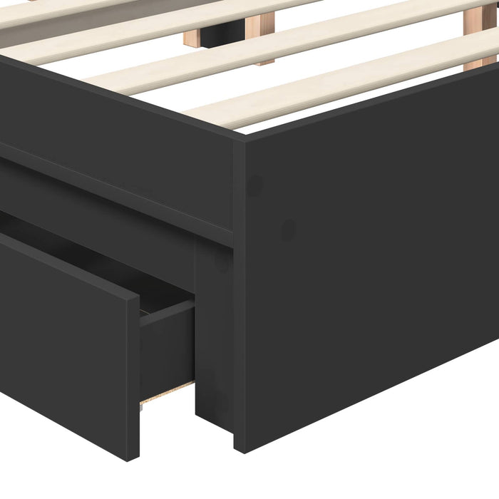 Pat cu storage cu sertar Negru 120 x 190 cm Lemn prelucrat WALTI