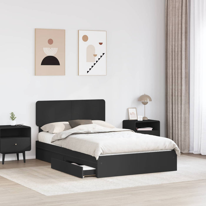 Pat cu storage cu sertar Negru 120 x 190 cm Lemn prelucrat WALTI