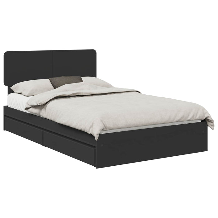Pat cu storage cu sertar Negru 120 x 190 cm Lemn prelucrat WALTI