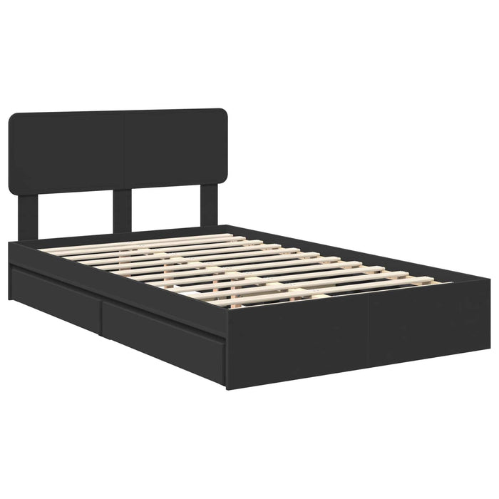 Pat cu storage cu sertar Negru 120 x 190 cm Lemn prelucrat WALTI