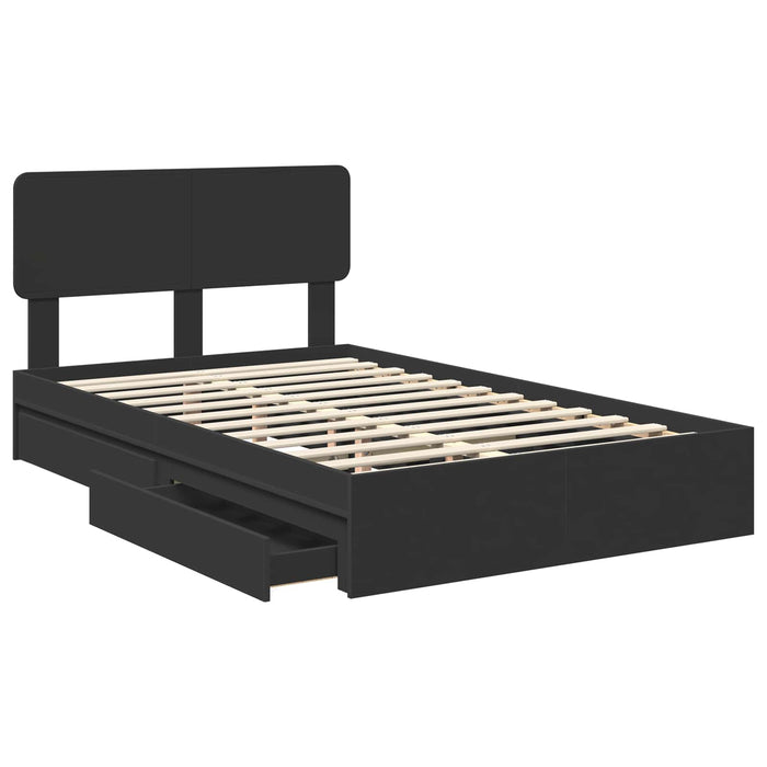 Pat cu storage cu sertar Negru 120 x 190 cm Lemn prelucrat WALTI