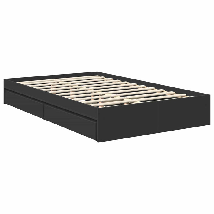 Pat cu storage cu sertar Negru 120 x 190 cm Lemn prelucrat WALTI