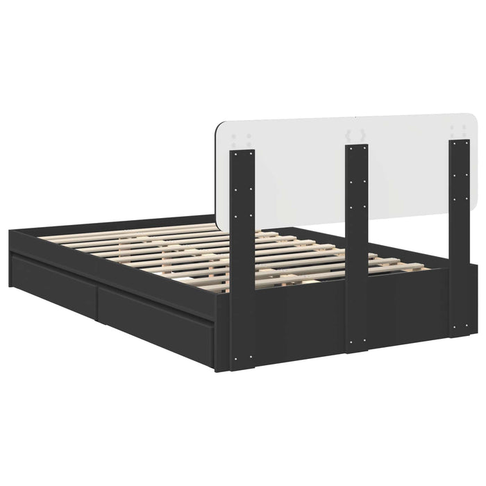 Pat cu storage cu sertar Negru 120 x 190 cm Lemn prelucrat WALTI