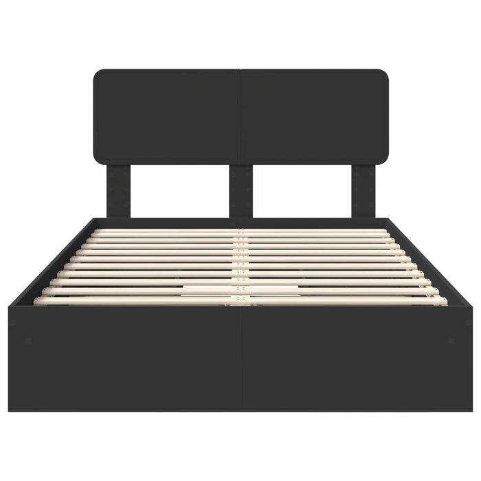 Pat cu storage cu sertar Negru 120 x 190 cm Lemn prelucrat WALTI